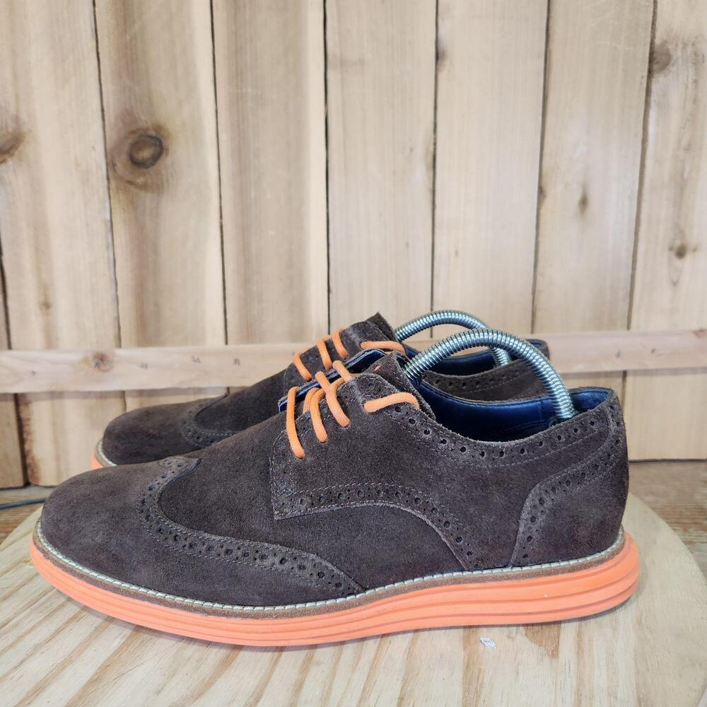 Cole Haan LunarGrand Shoes Mens 8.5 M Brown Suede Wingtip Oxford Sneakers